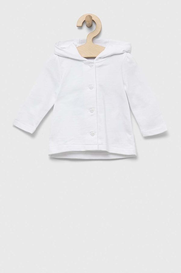 OVS Bombažen pulover za dojenčka OVS bela barva, s kapuco
