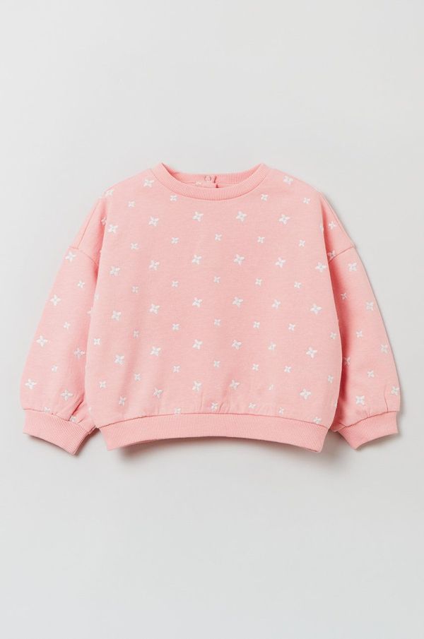 OVS Bombažen pulover za dojenčka OVS roza barva,