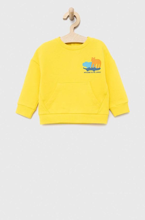 OVS Bombažen pulover za dojenčka OVS rumena barva