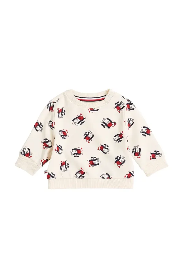 Tommy Hilfiger Bombažen pulover za dojenčka Tommy Hilfiger bež barva, KN0KN02029