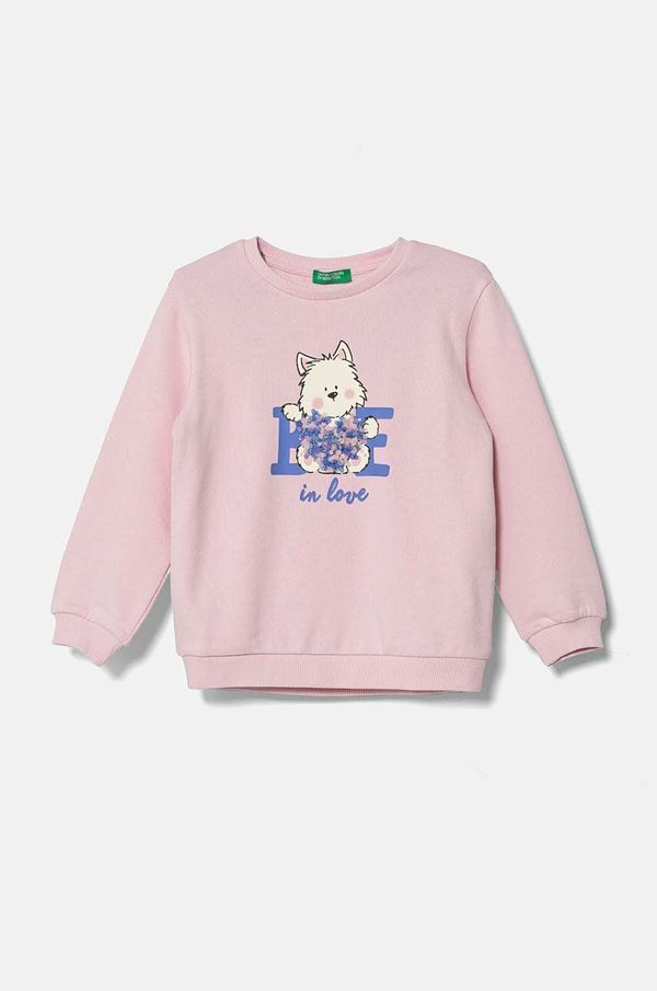 United Colors of Benetton Bombažen pulover za dojenčka United Colors of Benetton roza barva, 3J68G10FU