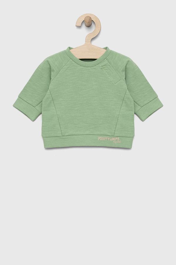 United Colors of Benetton Bombažen pulover za dojenčka United Colors of Benetton zelena barva