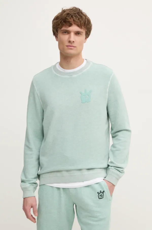 Zadig&Voltaire Bombažen pulover ZADIG&VOLTAIRE moški, turkizna barva, JMSS00217