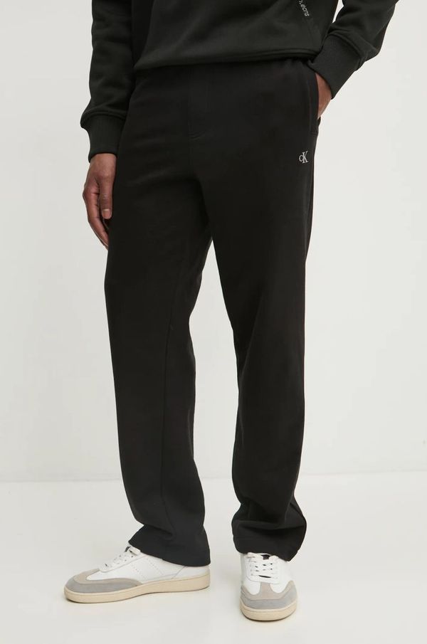 Calvin Klein Jeans Bombažen spodnji del trenirke Calvin Klein Jeans črna barva, J30J326749