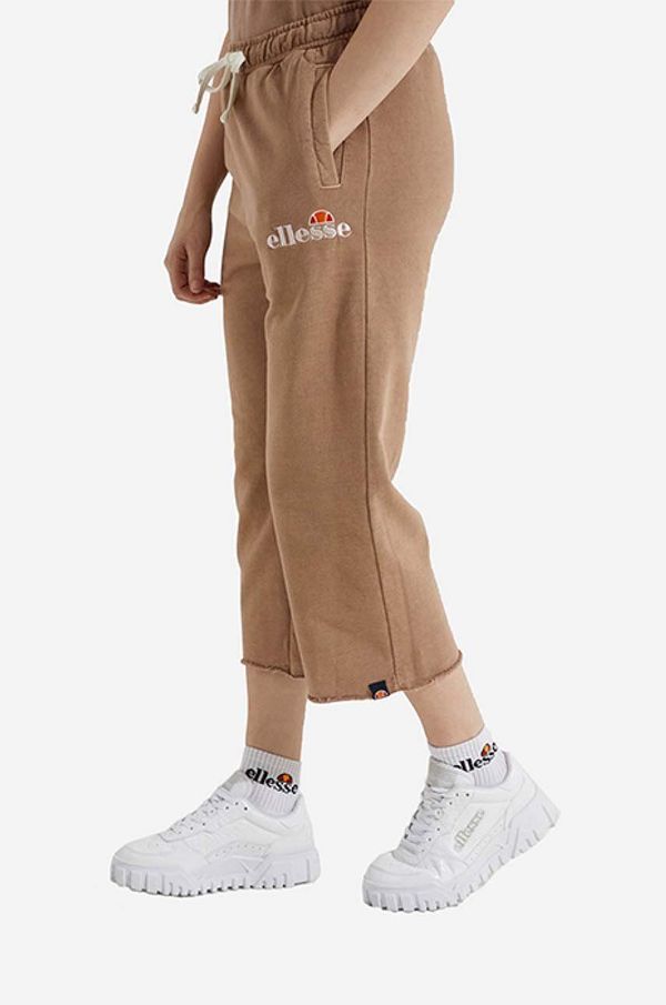 Ellesse Bombažen spodnji del trenirke Ellesse Taran Cropped Jog rjava barva