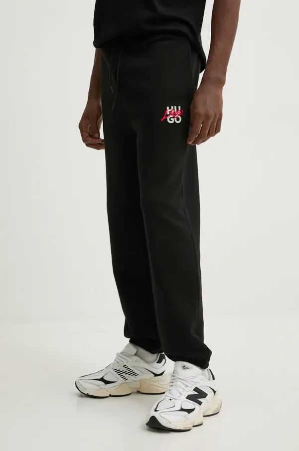 HUGO Bombažen spodnji del trenirke HUGO črna barva, 50521082