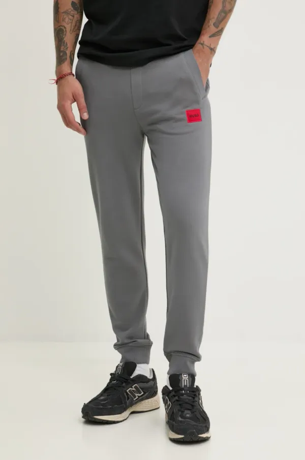 HUGO Bombažen spodnji del trenirke HUGO siva barva, 50447963