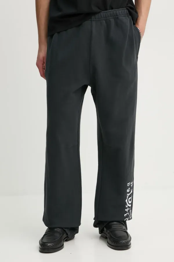 MM6 Maison Margiela Bombažen spodnji del trenirke MM6 Maison Margiela črna barva, SH2KA0022.M25004