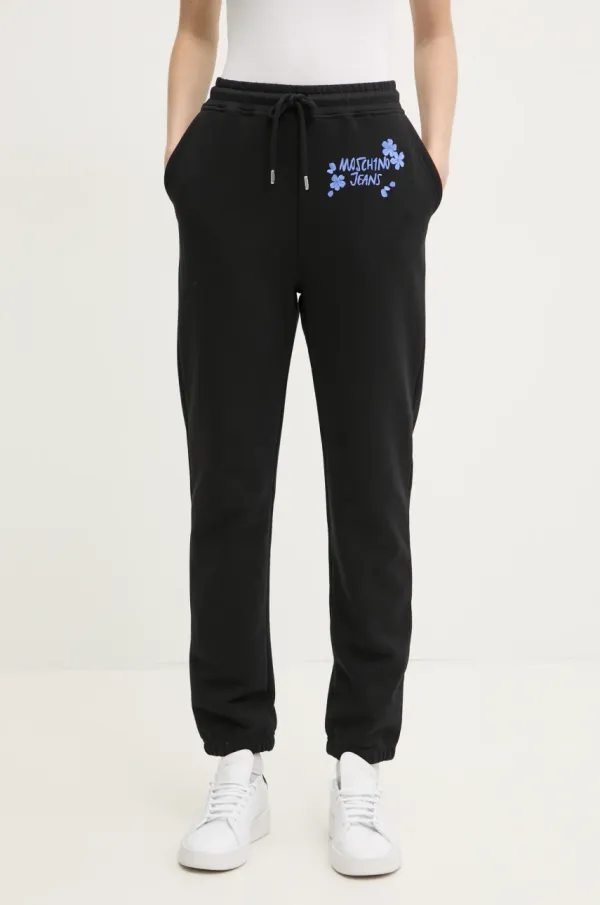 Moschino Jeans Bombažen spodnji del trenirke Moschino Jeans črna barva, 0333 3228