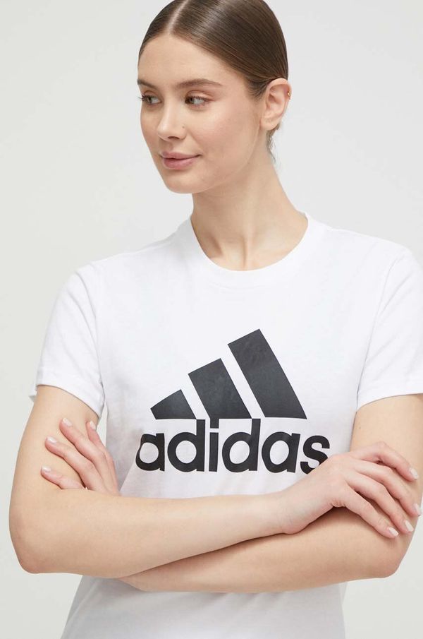 adidas Bombažen t-shirt adidas bela barva