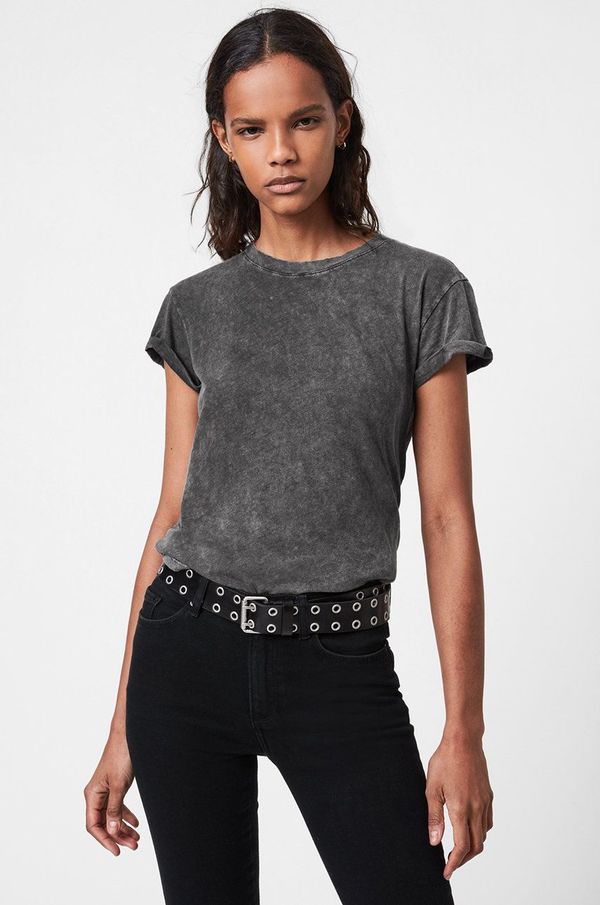 AllSaints Bombažen t-shirt AllSaints siva barva