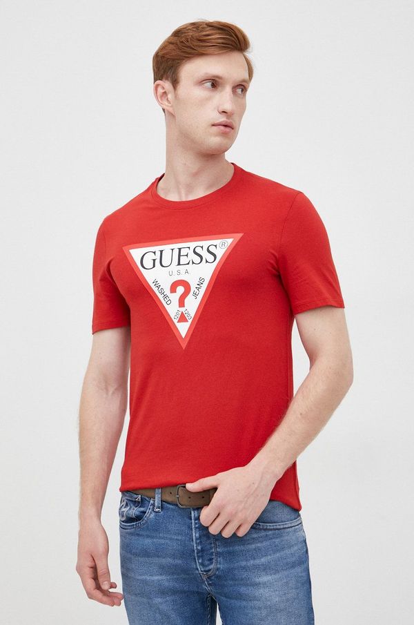 Guess Bombažen t-shirt Guess rdeča barva