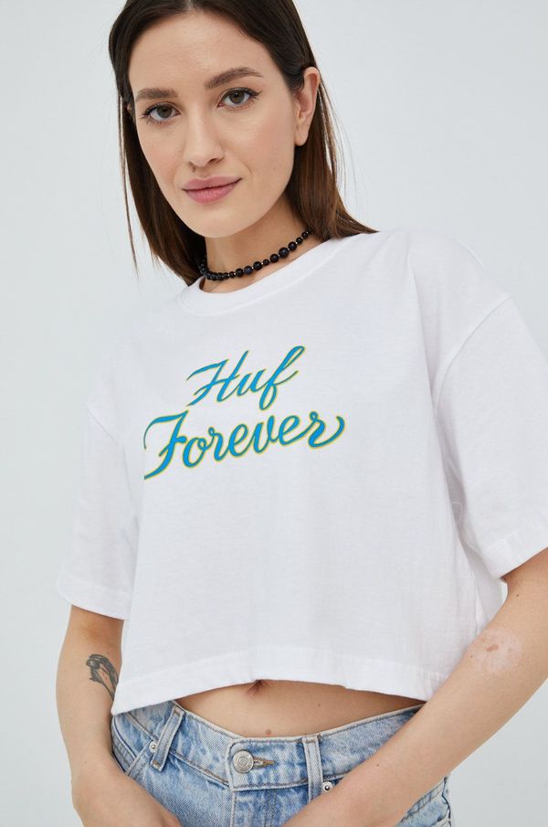 Huf Bombažen t-shirt HUF bela barva