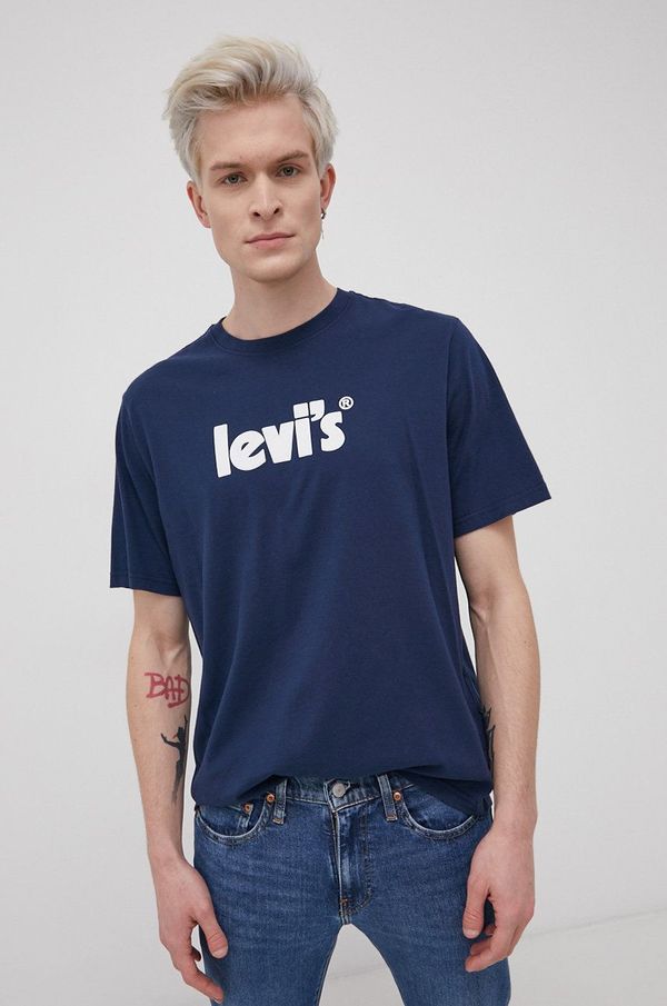 Levi's Bombažen t-shirt Levi's mornarsko modra barva