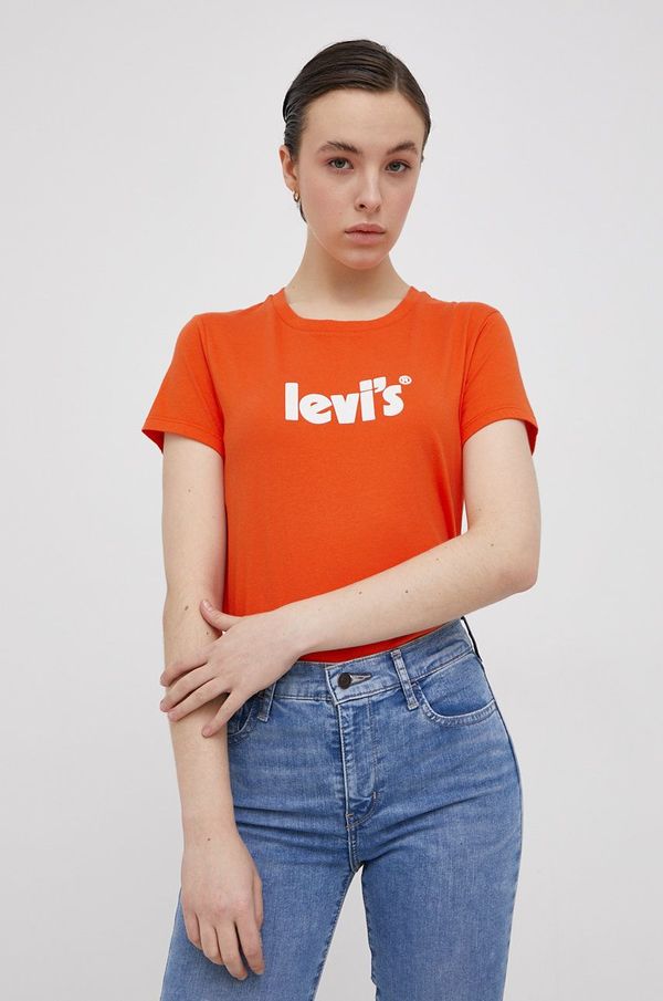 Levi's Bombažen t-shirt Levi's oranžna barva