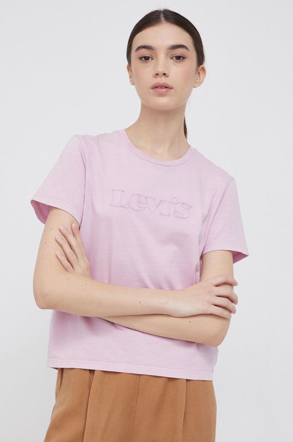 Levi's Bombažen t-shirt Levi's vijolična barva