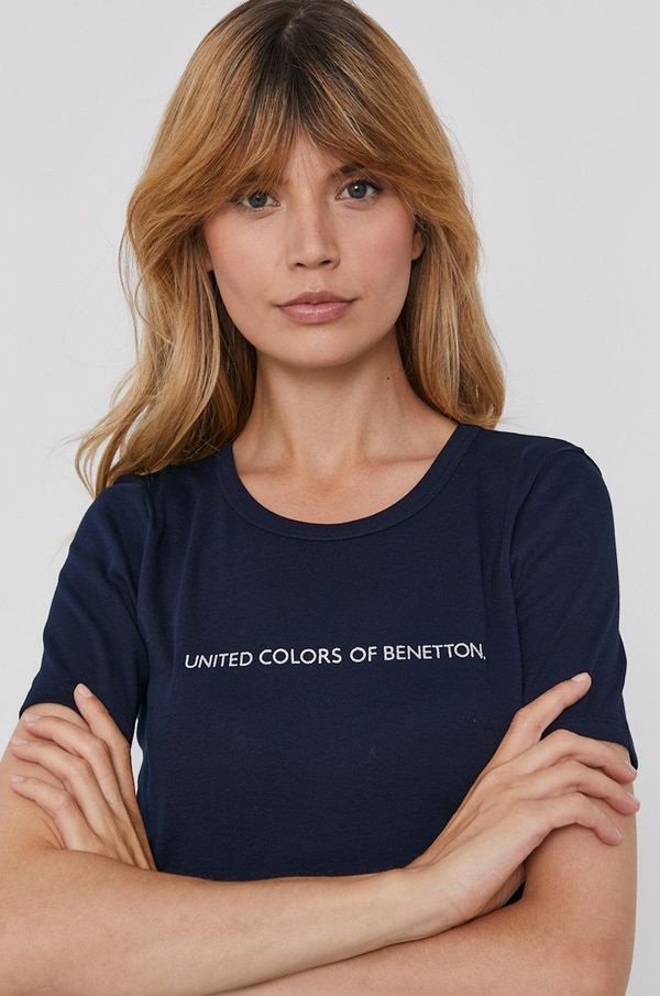United Colors of Benetton Bombažen t-shirt United Colors of Benetton mornarsko modra barva