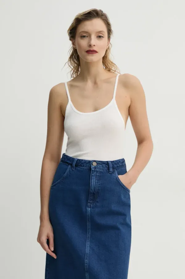 American Vintage Bombažen top American Vintage bela barva, SUL01BE25