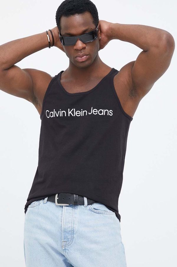 Calvin Klein Jeans Bombažen top Calvin Klein Jeans črna barva