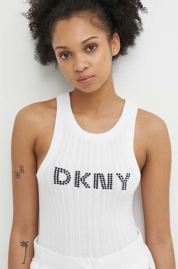 DKNY Bombažen top Dkny HEART OF NY bela barva, D2B4A128