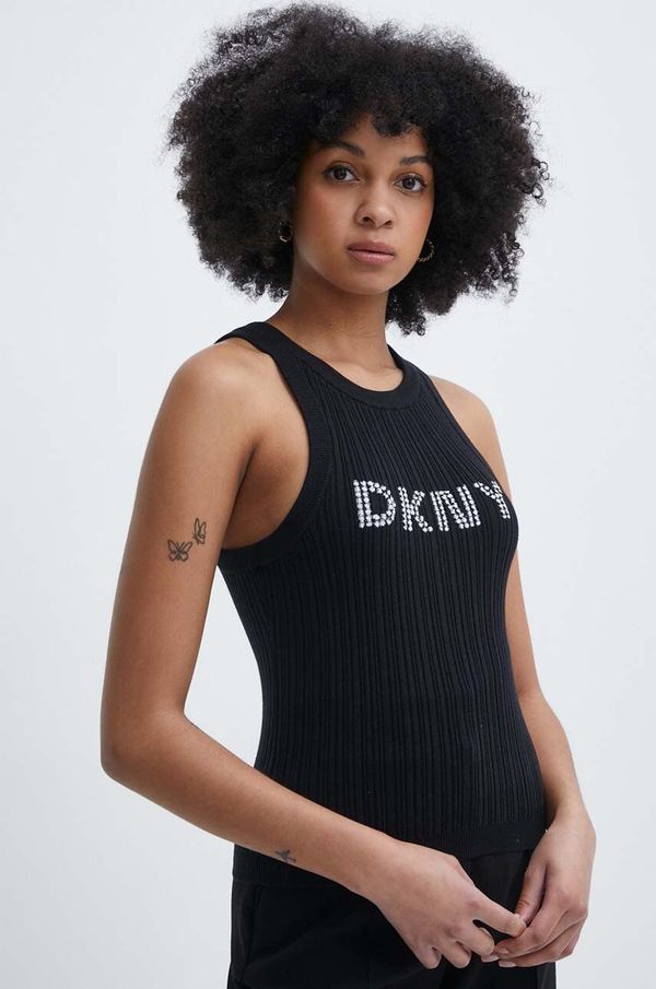 DKNY Bombažen top Dkny HEART OF NY črna barva, D2B4A128