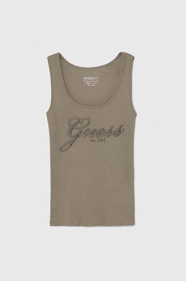 Guess Bombažen top Guess zelena barva, W4YP25 K1814