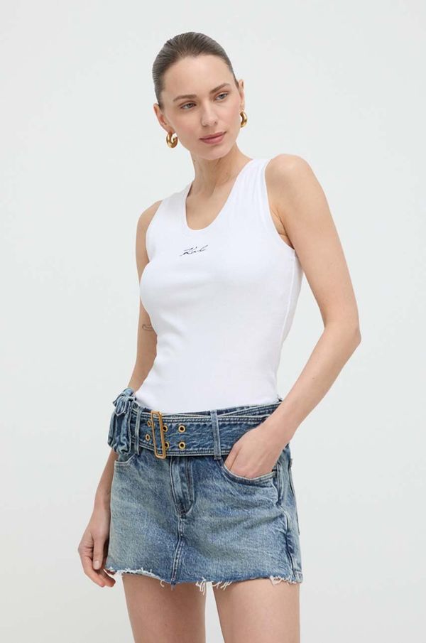 Karl Lagerfeld Bombažen top Karl Lagerfeld bela barva