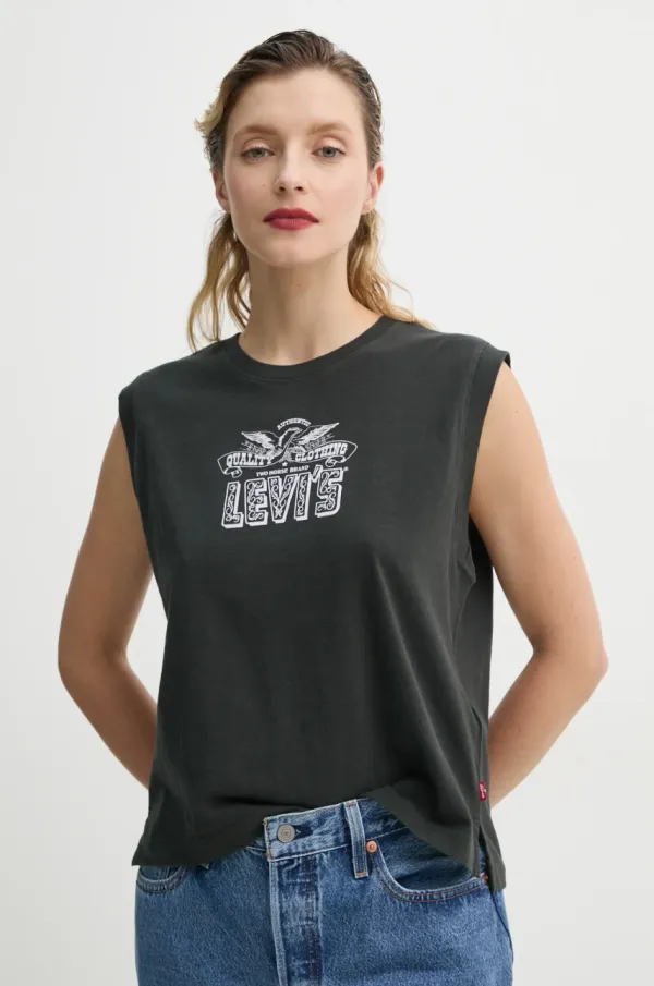 Levi's Bombažen top Levi's GR BOXY TANK siva barva, 001MW