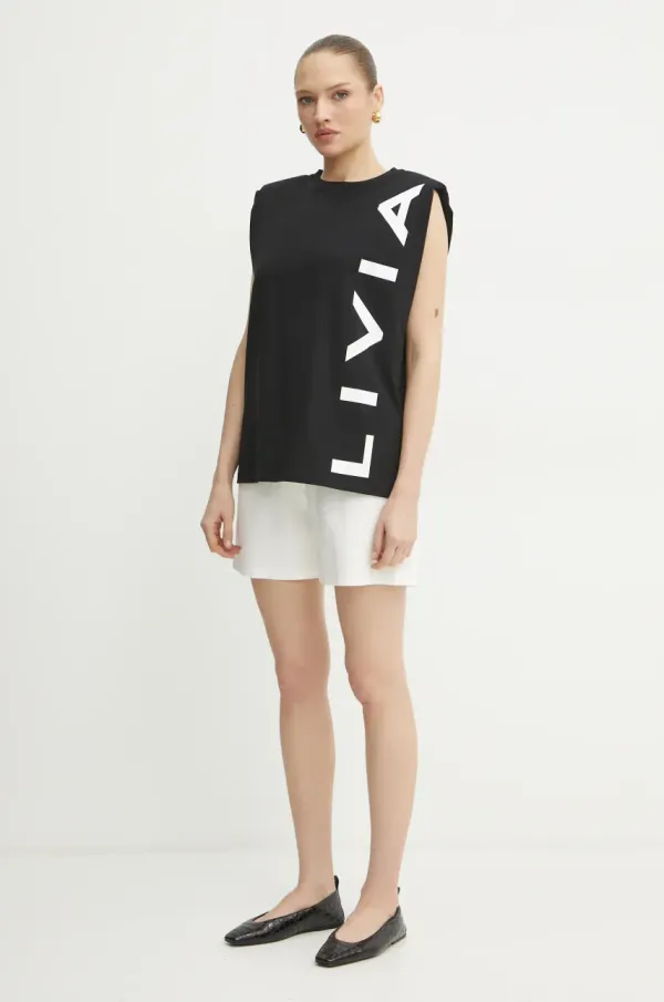 Liviana Conti Bombažen top Liviana Conti črna barva, F5SW60