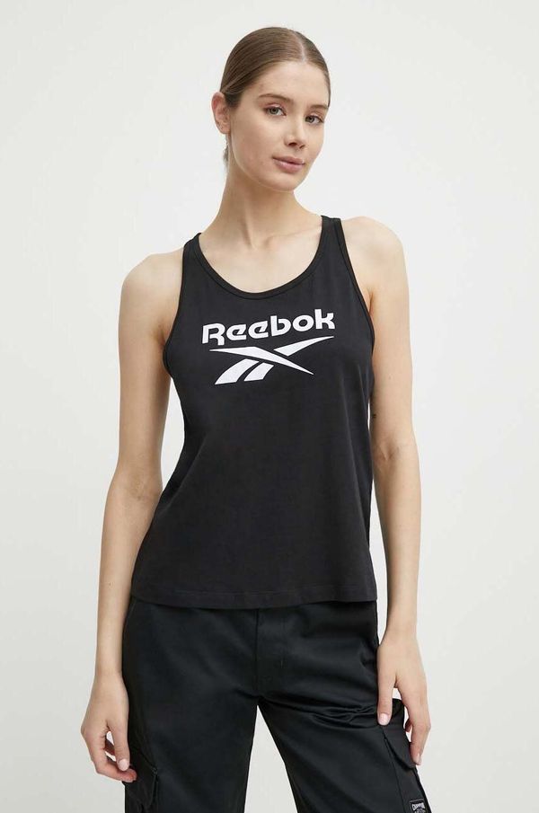 Reebok Bombažen top Reebok Identity črna barva, 100034778