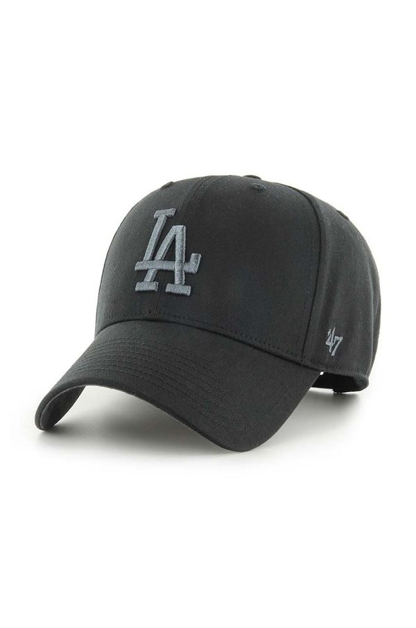 47 brand Bombažna bejzbolska kapa 47 brand MLB Los Angeles Dodgers črna barva, B-TCMSP12CTP-BK