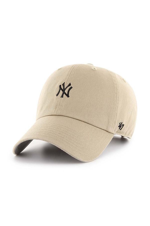 47 brand Bombažna bejzbolska kapa 47 brand MLB New York Yankees bež barva, B-BSRNR17GWS-KHA