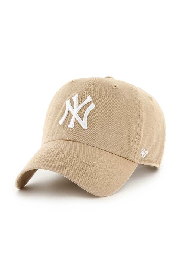 47 brand Bombažna bejzbolska kapa 47 brand MLB New York Yankees bež barva, B-NLRGW17GWS-KHD