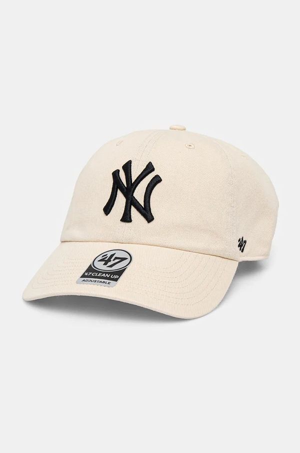 47 brand Bombažna bejzbolska kapa 47 brand MLB New York Yankees bež barva, B-RGW17GWS-NTB