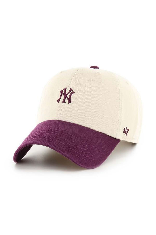 47 brand Bombažna bejzbolska kapa 47 brand MLB New York Yankees bež barva, B-SSTBC17GWS-NT