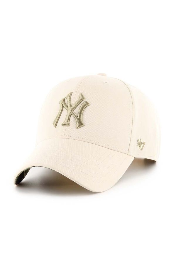 47 brand Bombažna bejzbolska kapa 47 brand MLB New York Yankees bež barva, B-TPCSP17CTP-NT
