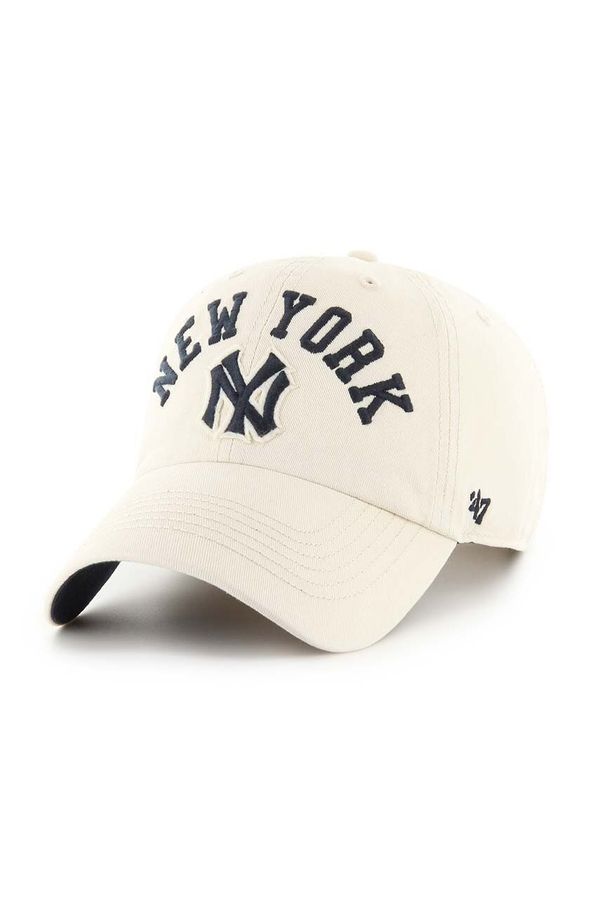 47 brand Bombažna bejzbolska kapa 47 brand MLB New York Yankees bež barva, BCPTN-CLBFB17GWS-Y011