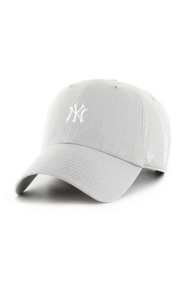 47 brand Bombažna bejzbolska kapa 47 brand MLB New York Yankees siva barva, B-BSRNR17GWS-GYB