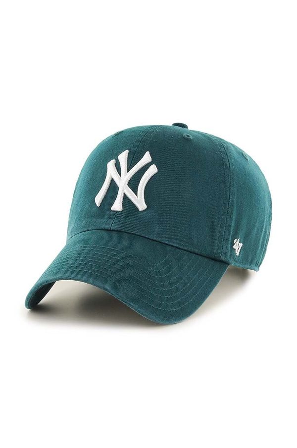 47 brand Bombažna bejzbolska kapa 47 brand MLB New York Yankees zelena barva, B-RGW17GWS-PG