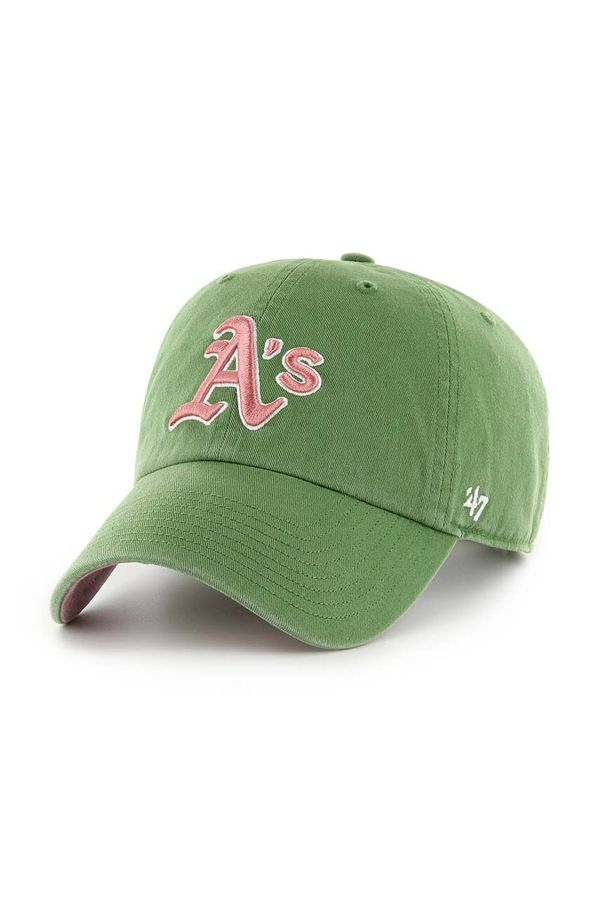 47 brand Bombažna bejzbolska kapa 47 brand MLB Oakland Athletics zelena barva, B-DBLUN18GWS-FF