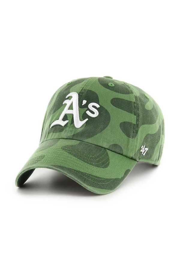 47 brand Bombažna bejzbolska kapa 47 brand MLB Oakland Athletics zelena barva, B-FRFMC18GWS-FF