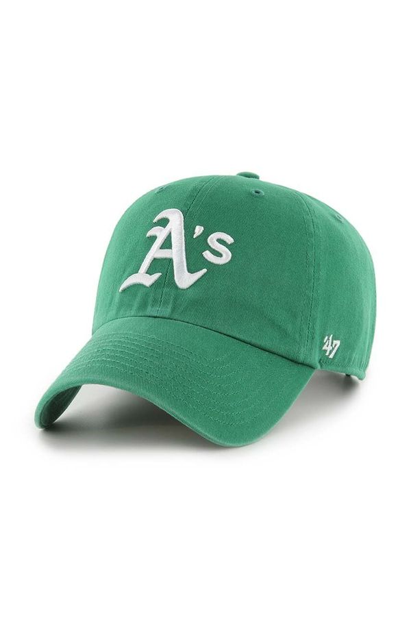 47 brand Bombažna bejzbolska kapa 47 brand MLB Oakland Athletics zelena barva, B-NLRGW18GWS-KYA