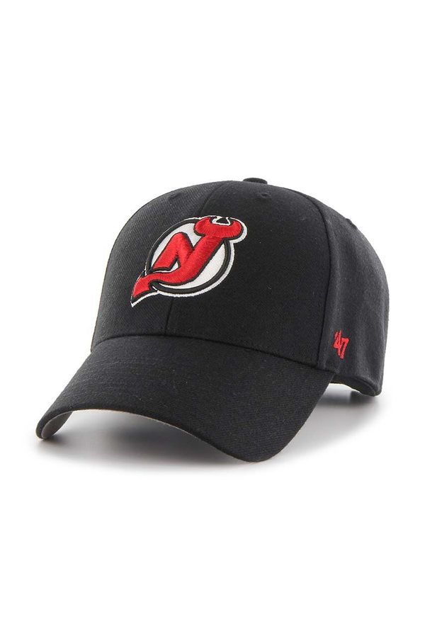 47 brand Bombažna bejzbolska kapa 47 brand NHL New Jersey Devils črna barva, H-MVP11WBV-BK