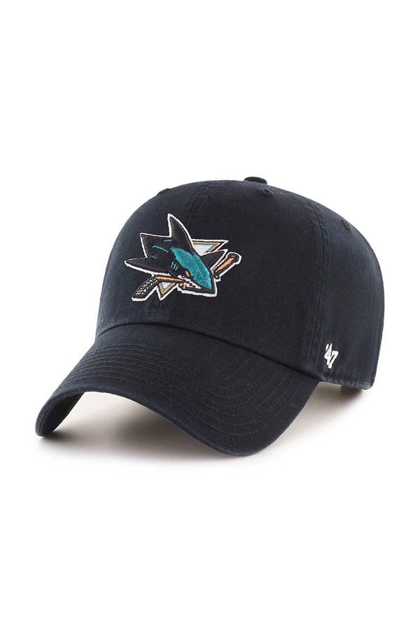 47 brand Bombažna bejzbolska kapa 47 brand NHL San Jose Sharks črna barva, H-RGW22GWS-BK