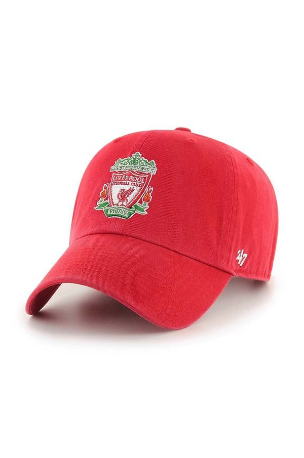 47brand Bombažna bejzbolska kapa 47brand Liverpool FC rdeča barva, EPL-RGW04GWS-RDB