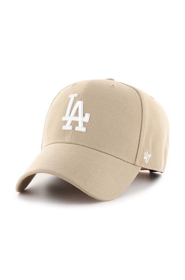 47brand Bombažna bejzbolska kapa 47brand Mlb Los Angeles Dodgers bež barva