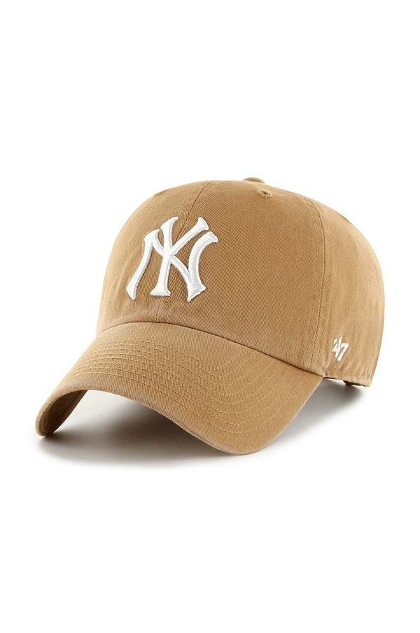 47brand Bombažna bejzbolska kapa 47brand MLB New York Yankees bež barva