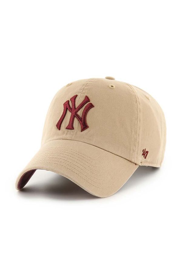 47brand Bombažna bejzbolska kapa 47brand MLB New York Yankees bež barva