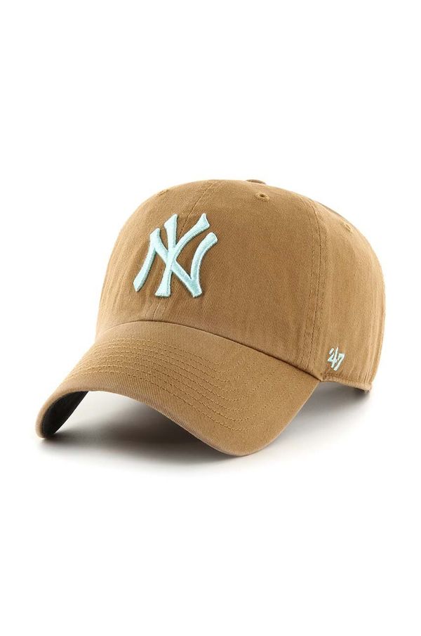 47brand Bombažna bejzbolska kapa 47brand MLB New York Yankees bež barva