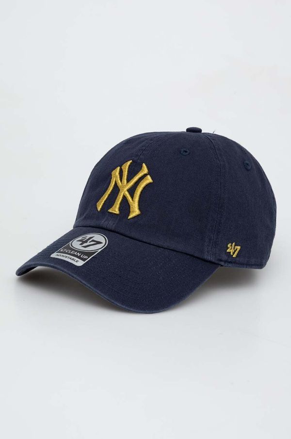 47brand Bombažna bejzbolska kapa 47brand MLB New York Yankees mornarsko modra barva